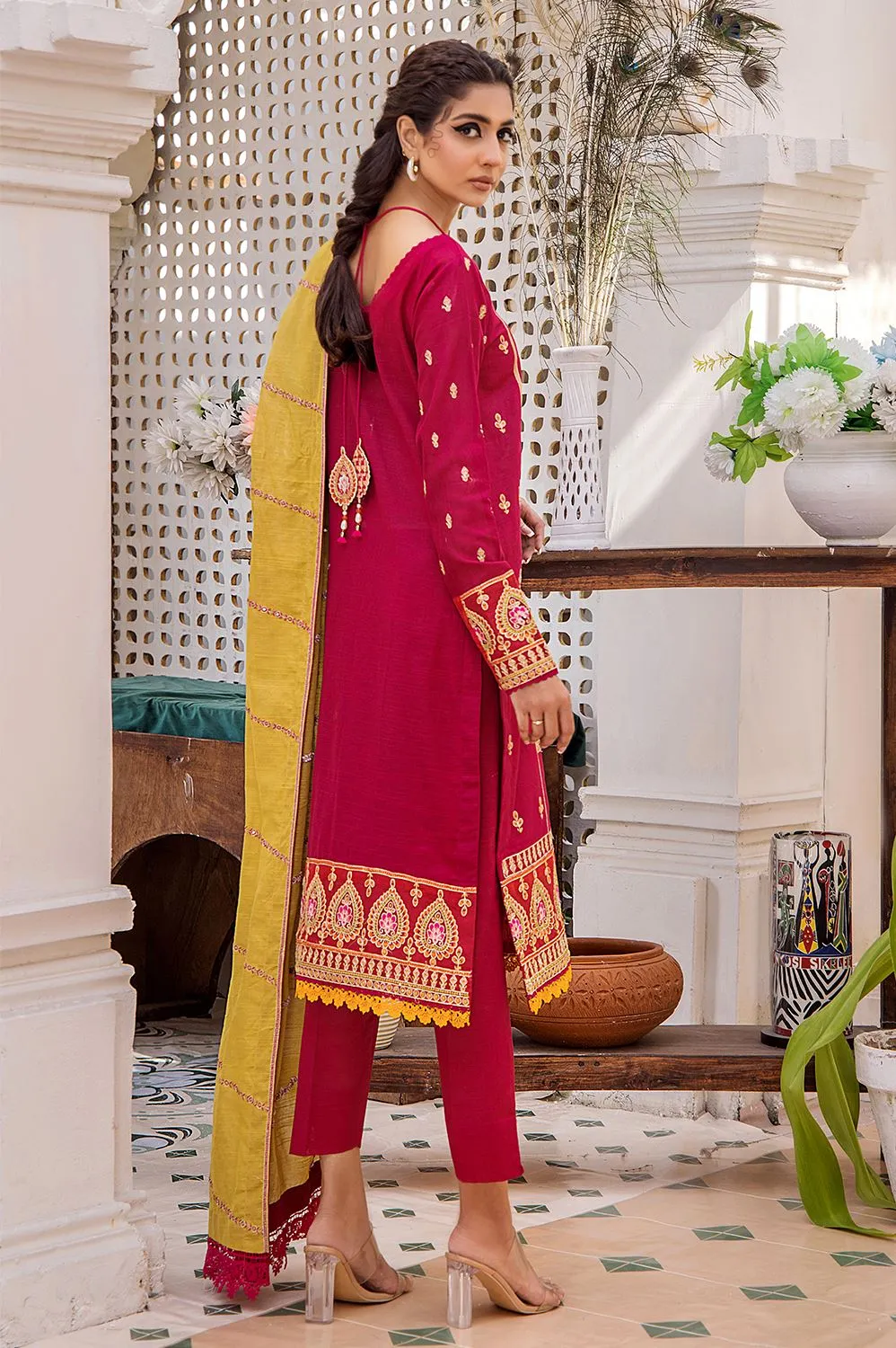 3 Pcs Unstitched Emb Khaddar Suit KKE-1618