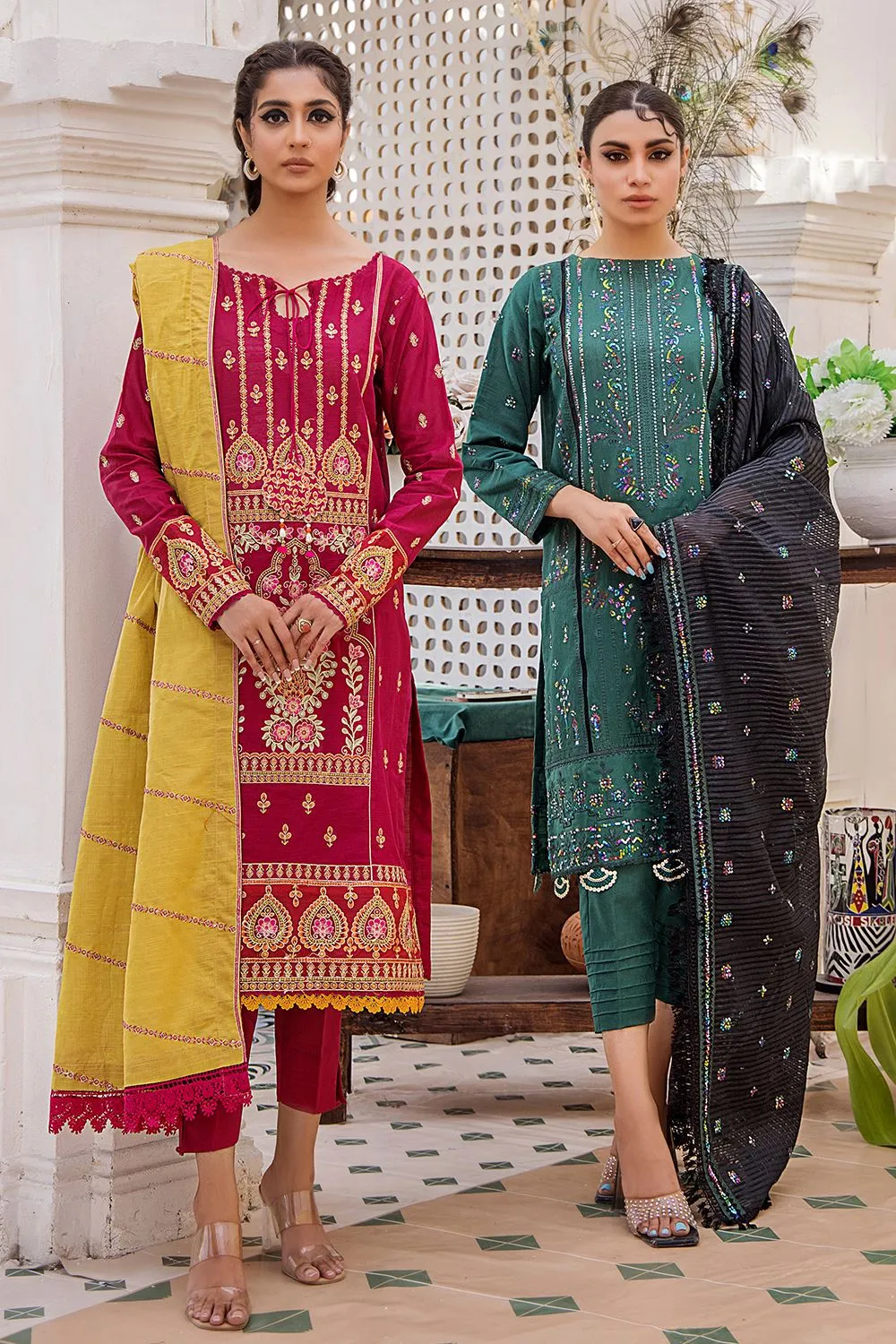 3 Pcs Unstitched Emb Khaddar Suit KKE-1618