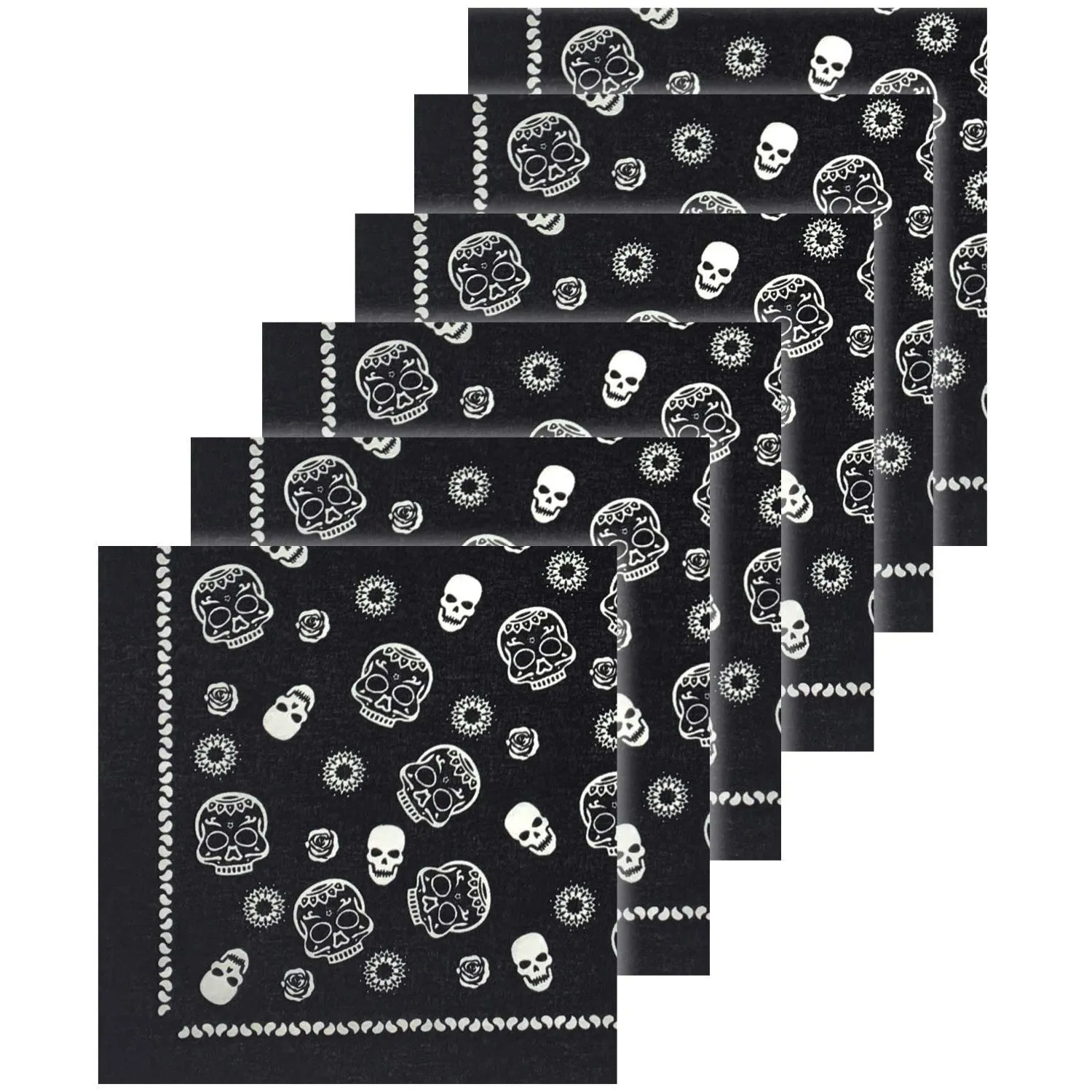 6-Pack: Unisex Classic Cotton Graphic Bandanas