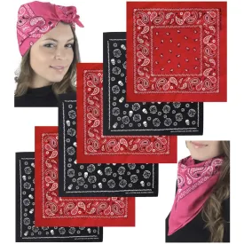 6-Pack: Unisex Classic Cotton Graphic Bandanas