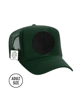 ADULT Trucker Hat with Interchangeable Velcro Patch (Hunter Green)