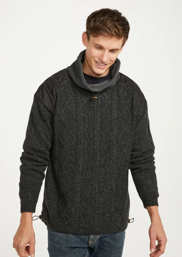 Aran Diamond Knit Sweater | Charcoal