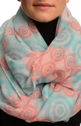 Azure Blue & Pink Stars & Circles Snood Scarf