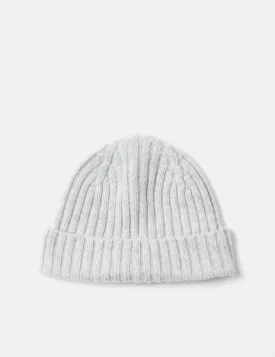 Bhode Rib Beanie Hat (Lambswool) - Light Grey