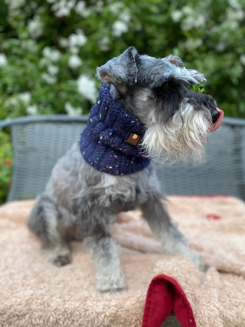 Blue Confetti Roll Top Snood For Dogs