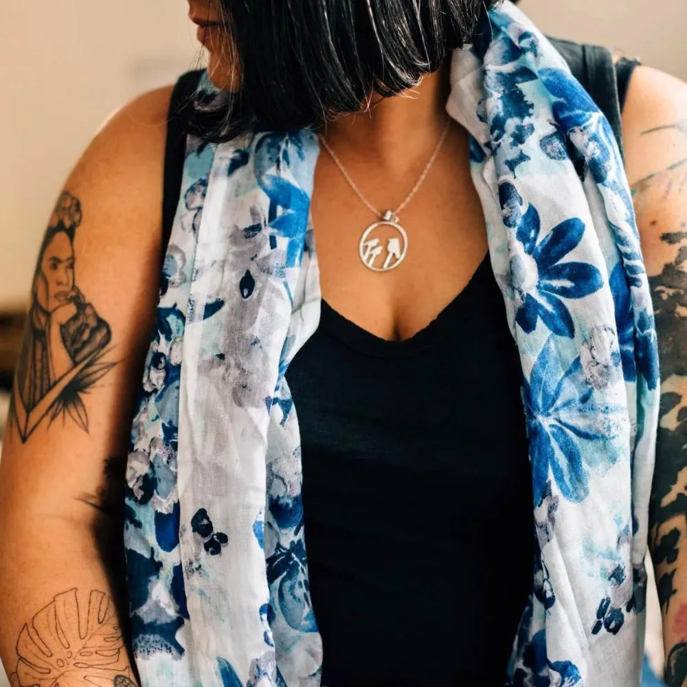 Blues Floral Scarf