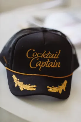 Cocktail Captain Embroidered Trucker Hat - Black