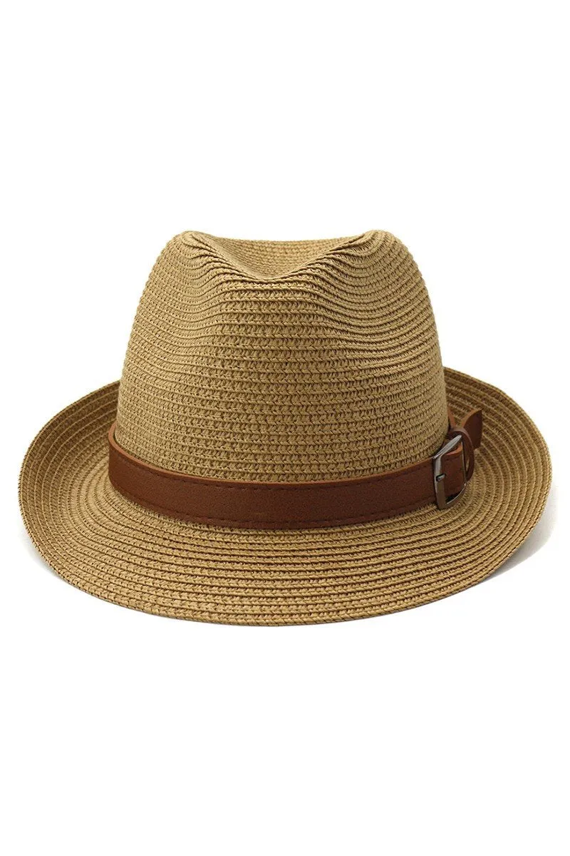 DANDY BELT SUMMER STRAW FEDORA HAT