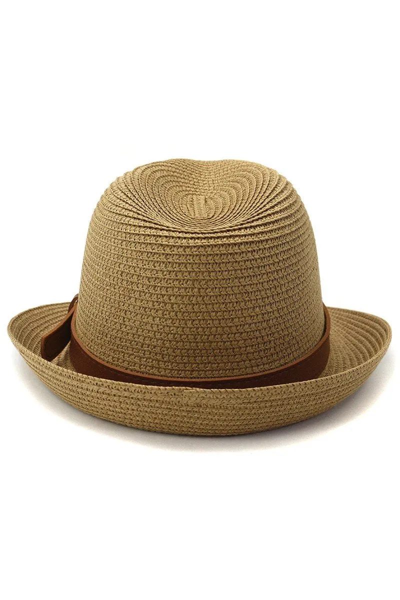 DANDY BELT SUMMER STRAW FEDORA HAT