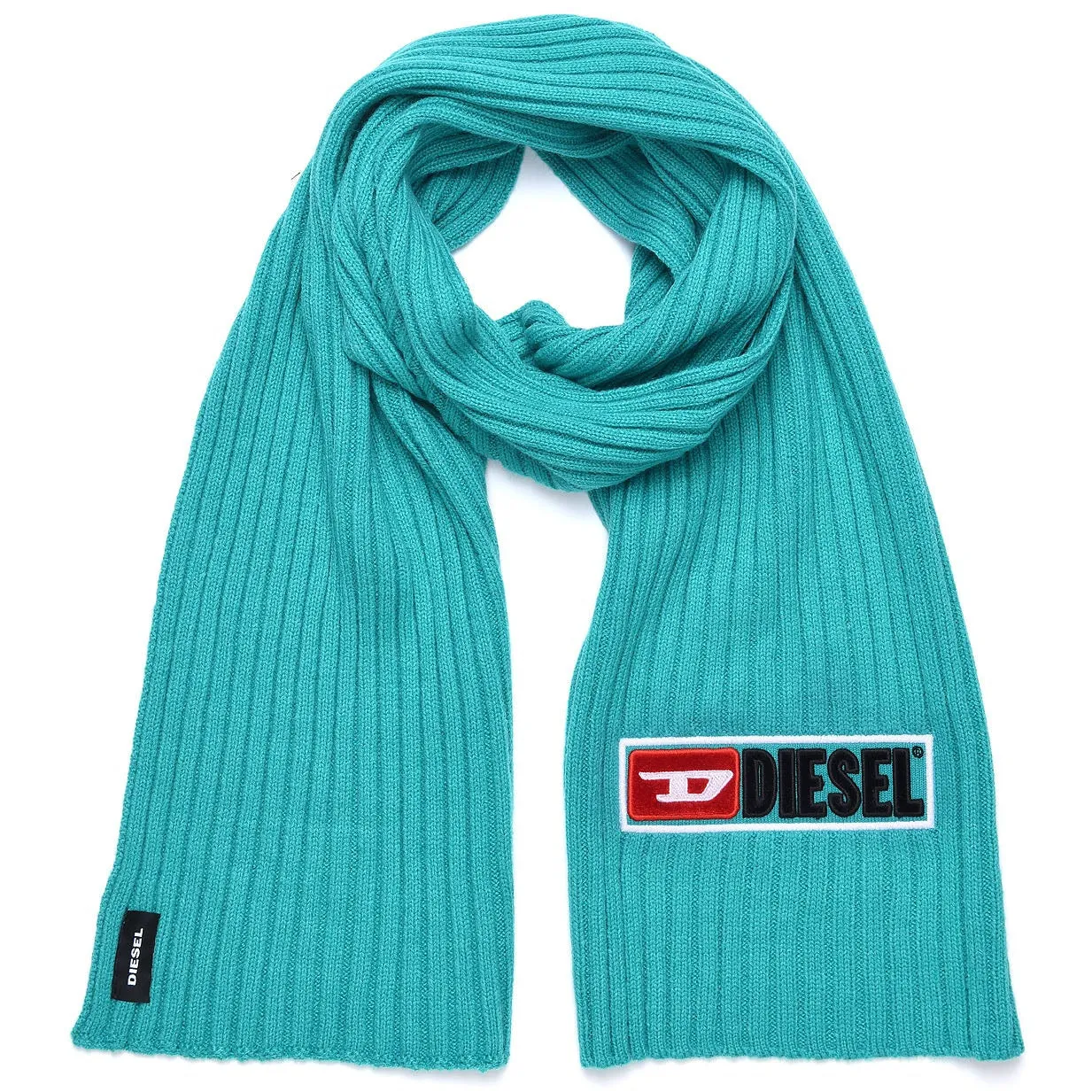 Diesel Genderless Turquoise Scarf with Logo