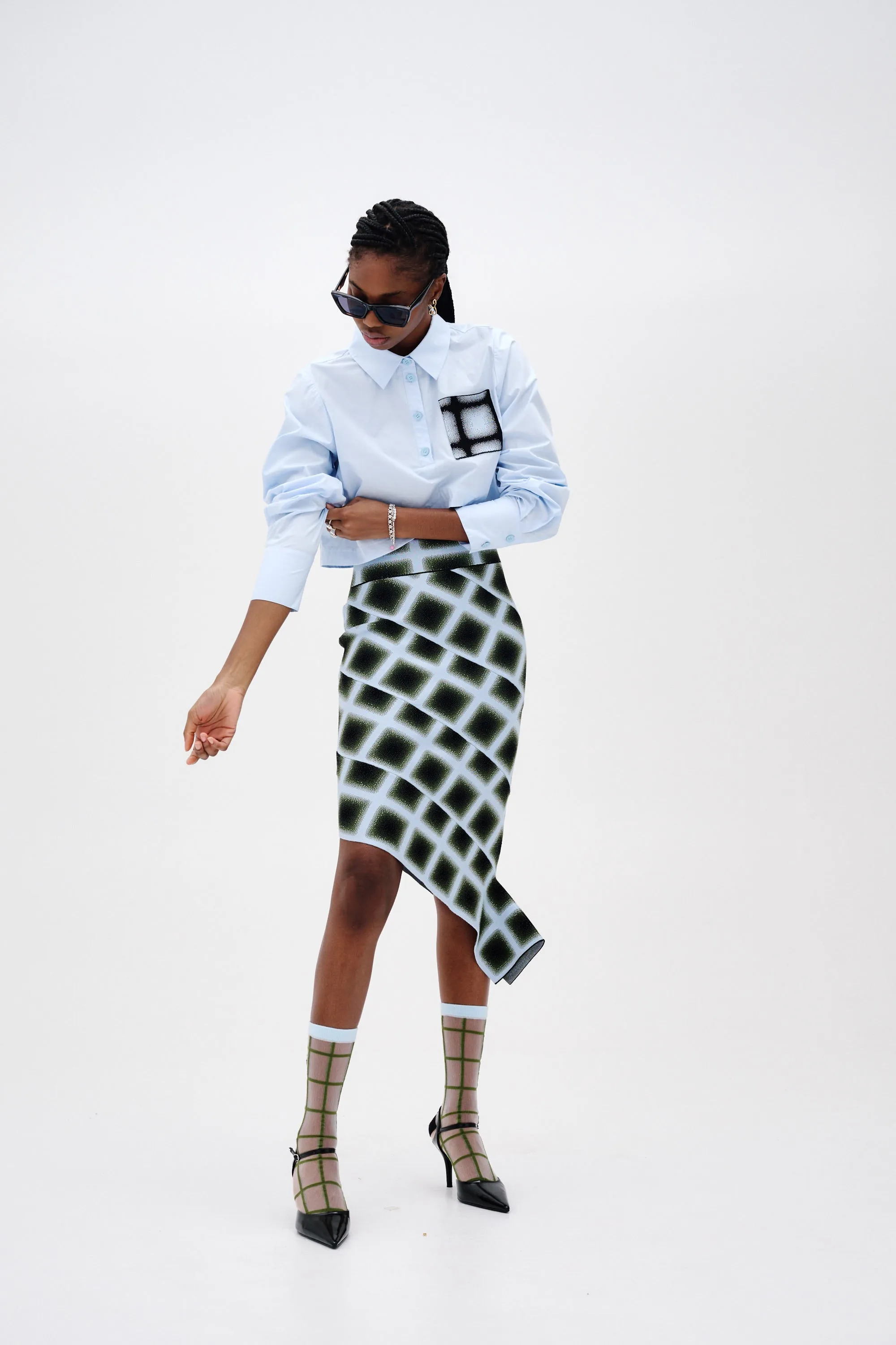 ELLIE MIDI PLAID SKIRT