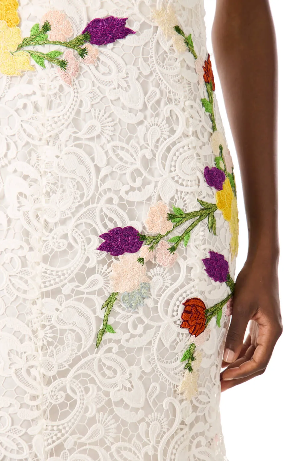 Embroidered Lace Strapless Gown