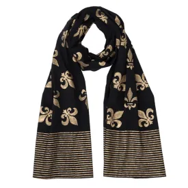 Fleur de Lis Cotton Scarf - Black