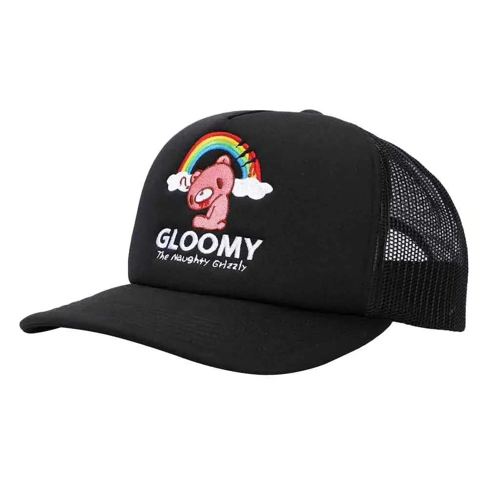 Gloomy Bear - The Naughty Grizzly Rainbow Trucker Hat (Black, Embroidered) - Bioworld