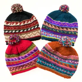 Handknit Wool Patterned Stocking Hat - Pick Your Favorite