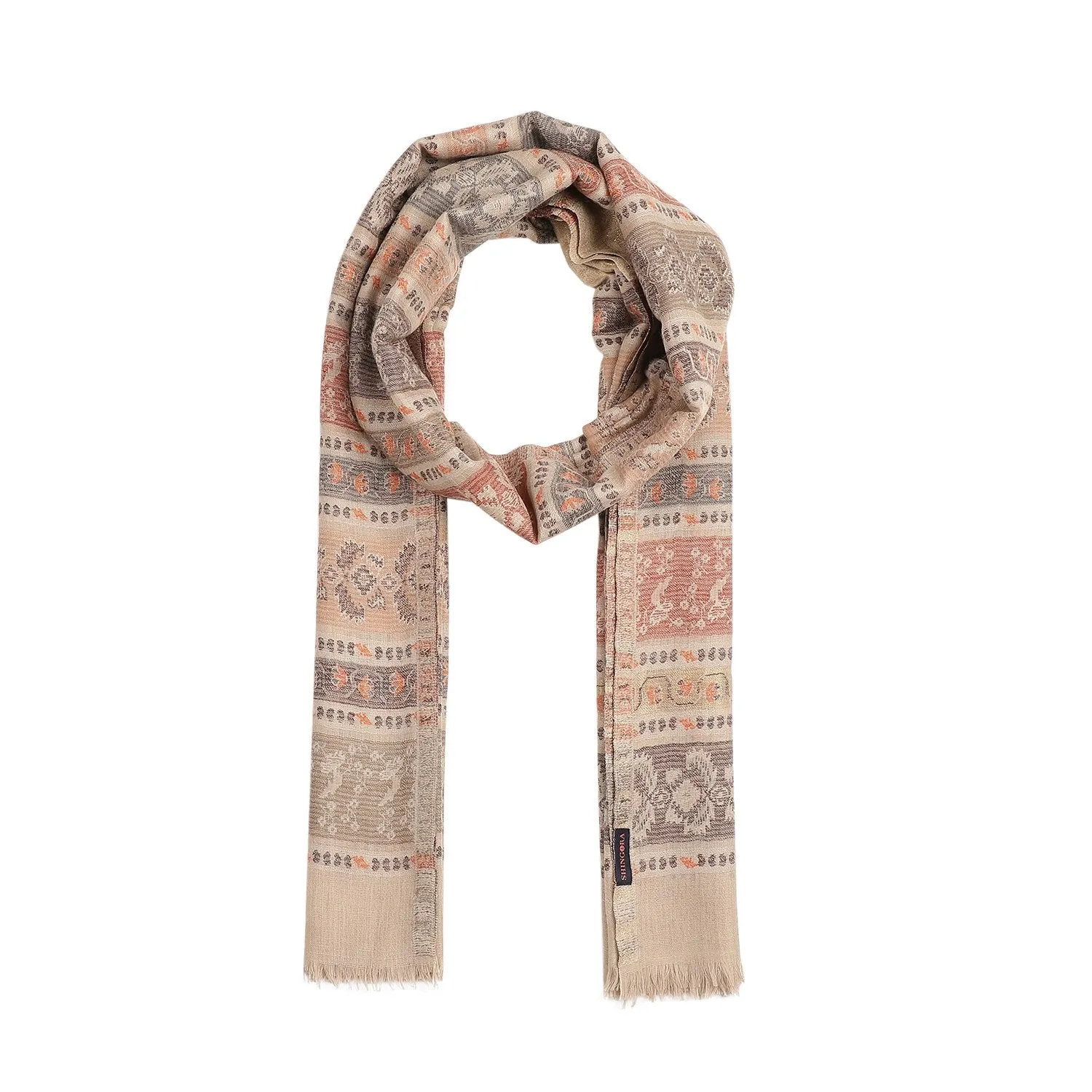 Ikat Floral Stripe Woolen Stole