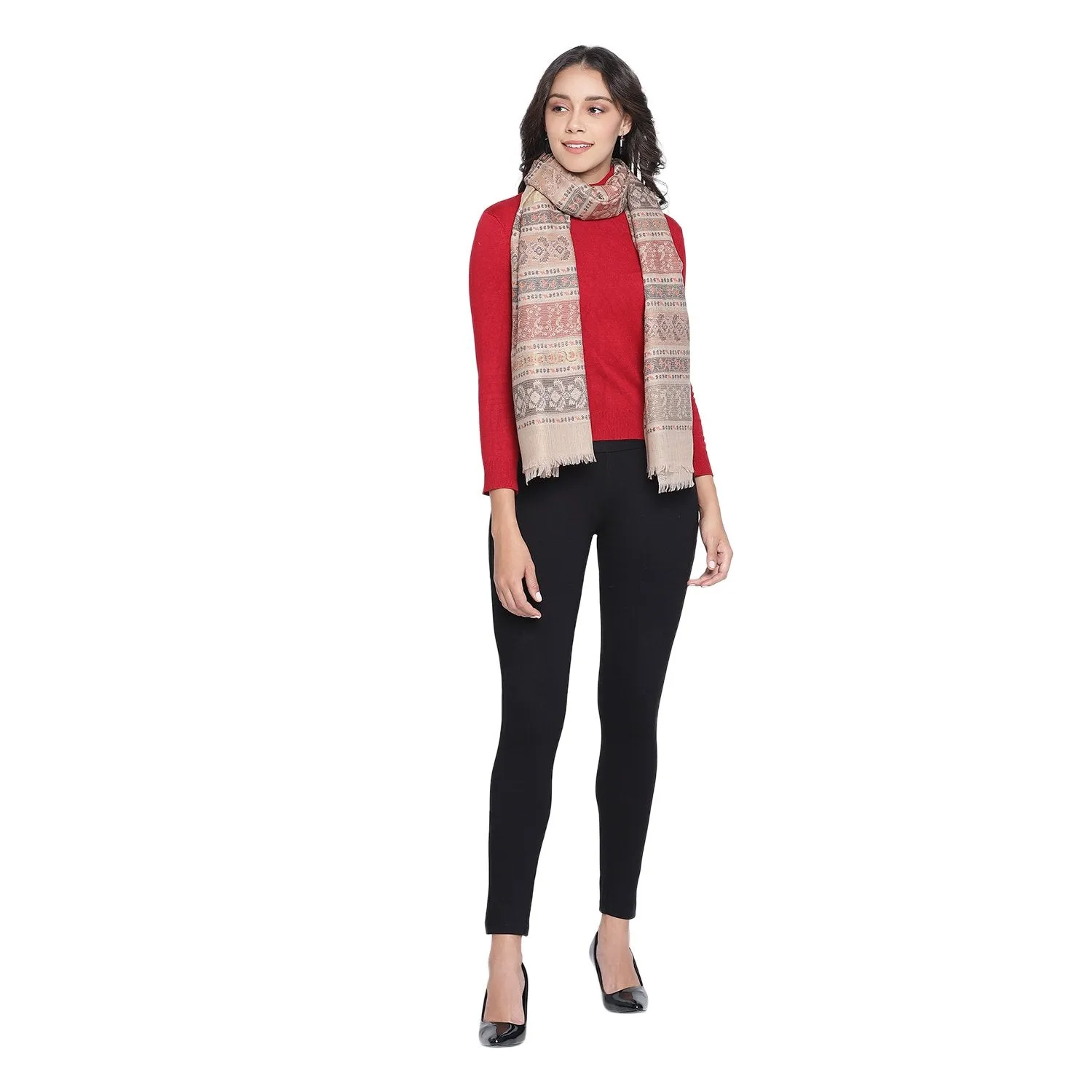 Ikat Floral Stripe Woolen Stole