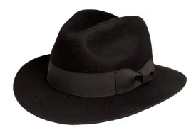 Kenny K - Black Wool Felt Safari Fedora Hat