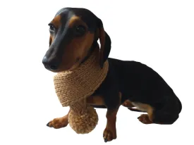 Knitted winter scarf for dog with pompom