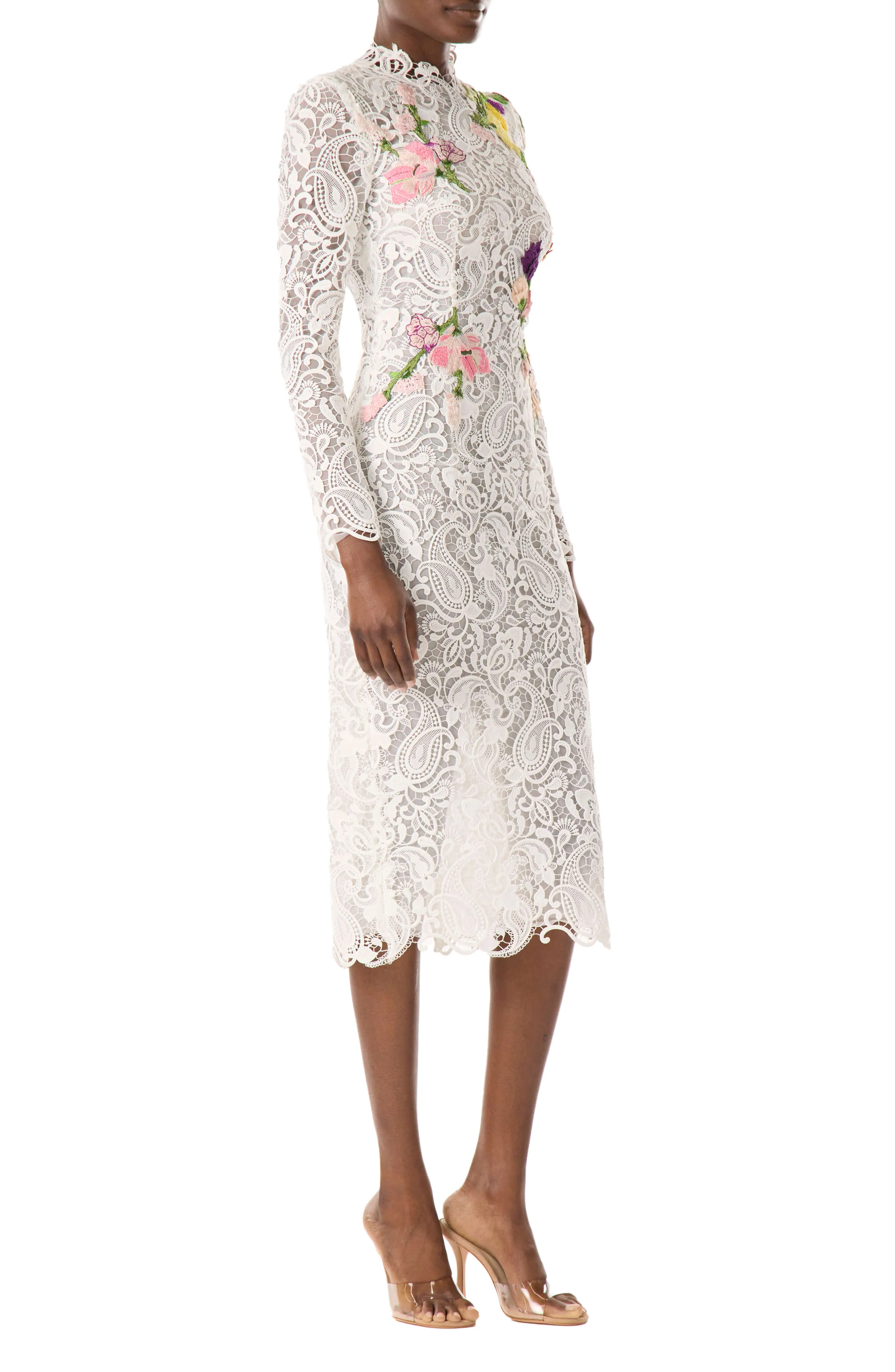 Long Sleeve Embroidered Lace Dress