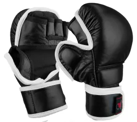 MMA Sparring Gloves, Leather, Black