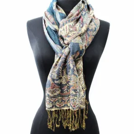 Paisley Jacquard Print Scarf - Blue