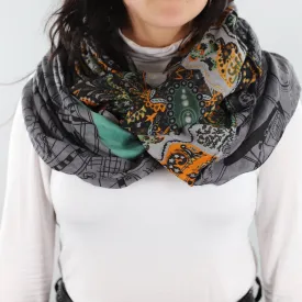 Paisley Map Infinity Scarf - Grey