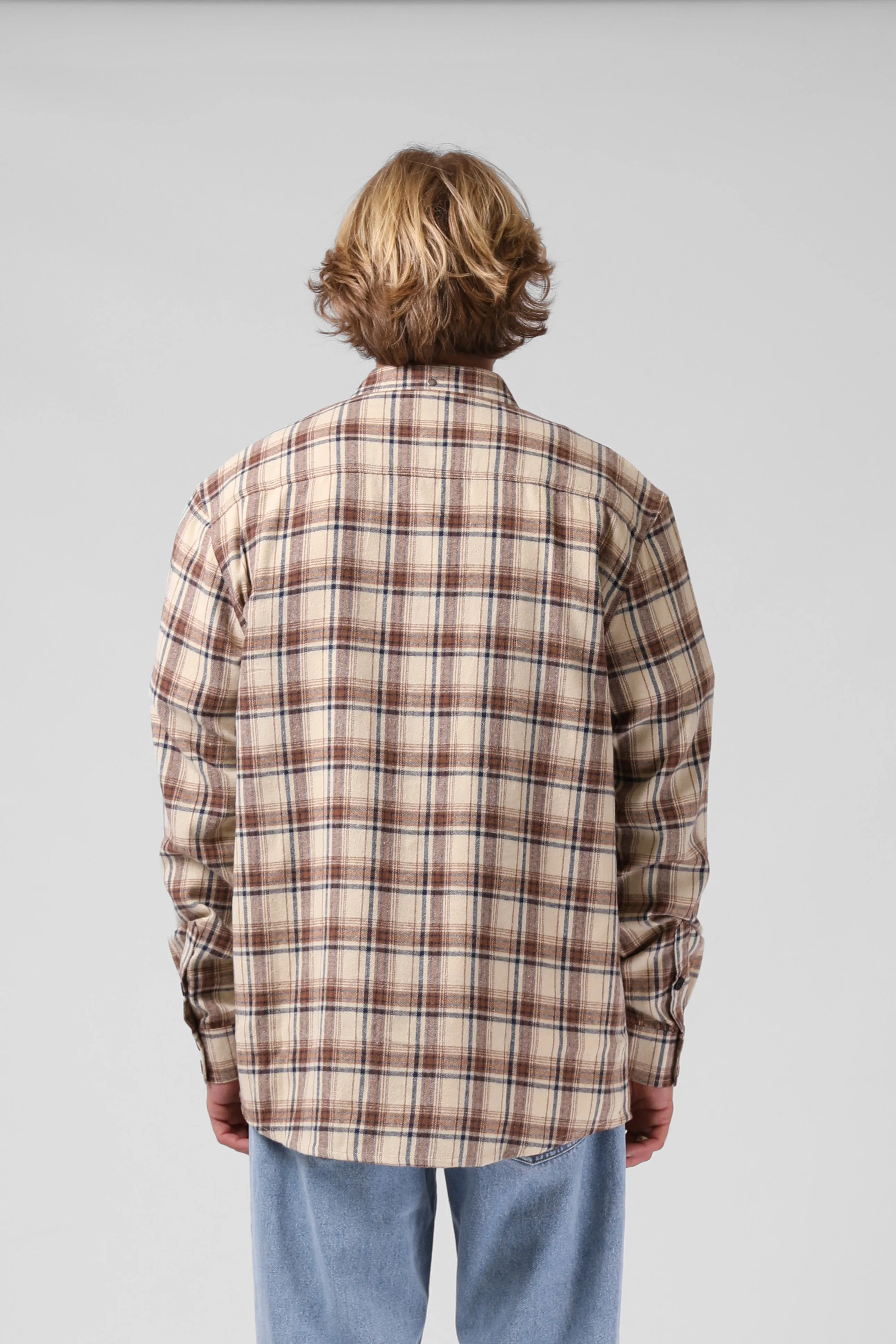 Plaid L/S Shirt - Cream / Blue