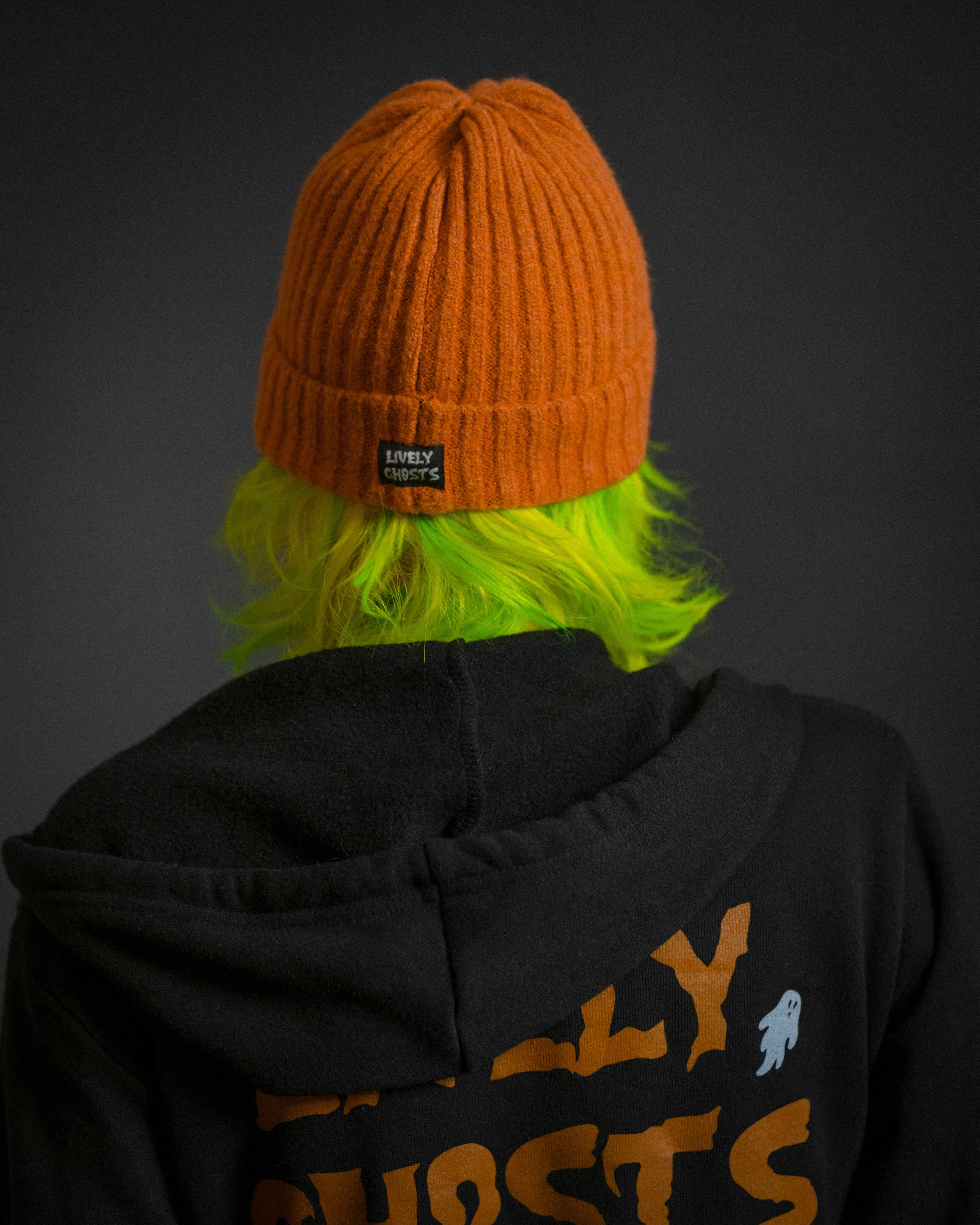 Pumpkin Orange | Ghostie Embroidered & Reversible Knit Beanie