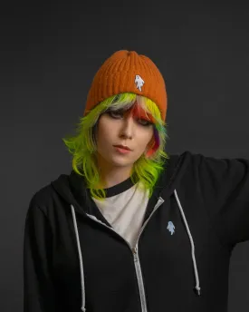 Pumpkin Orange | Ghostie Embroidered & Reversible Knit Beanie