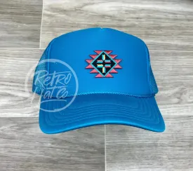 Southwestern / Aztec / Tribal Patch on Turquoise Meshback Trucker Hat