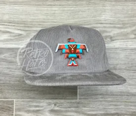 Southwestern / Tribal Thunderbird (Small) Patch on Gray Corduroy Hat