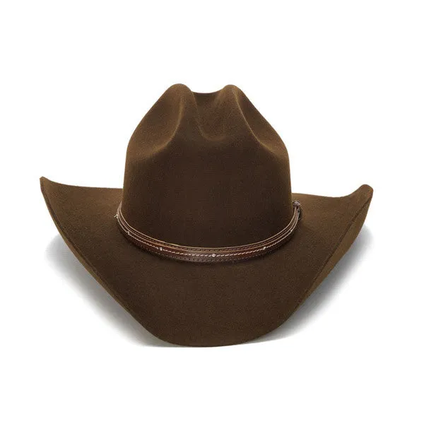 Stampede Hats - 100X Wool Felt Brown Cowboy Hat with Studded Leather Trim