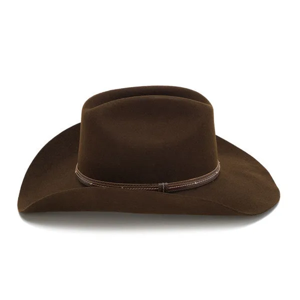 Stampede Hats - 100X Wool Felt Brown Cowboy Hat with Studded Leather Trim