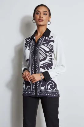 T-Tahari Paisley Scarf Print Shirt