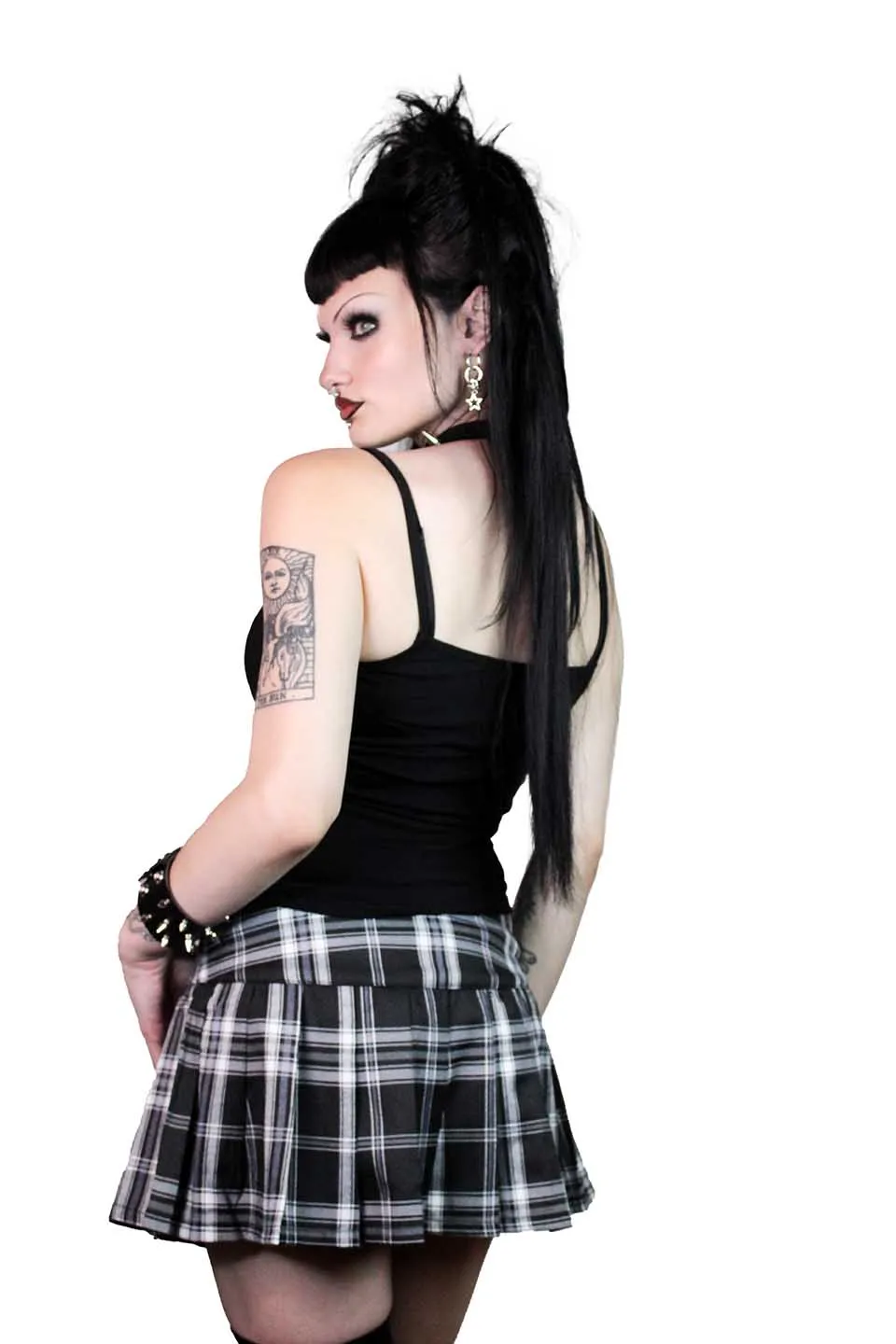 World's End Pleated Mini Skirt in Black Plaid